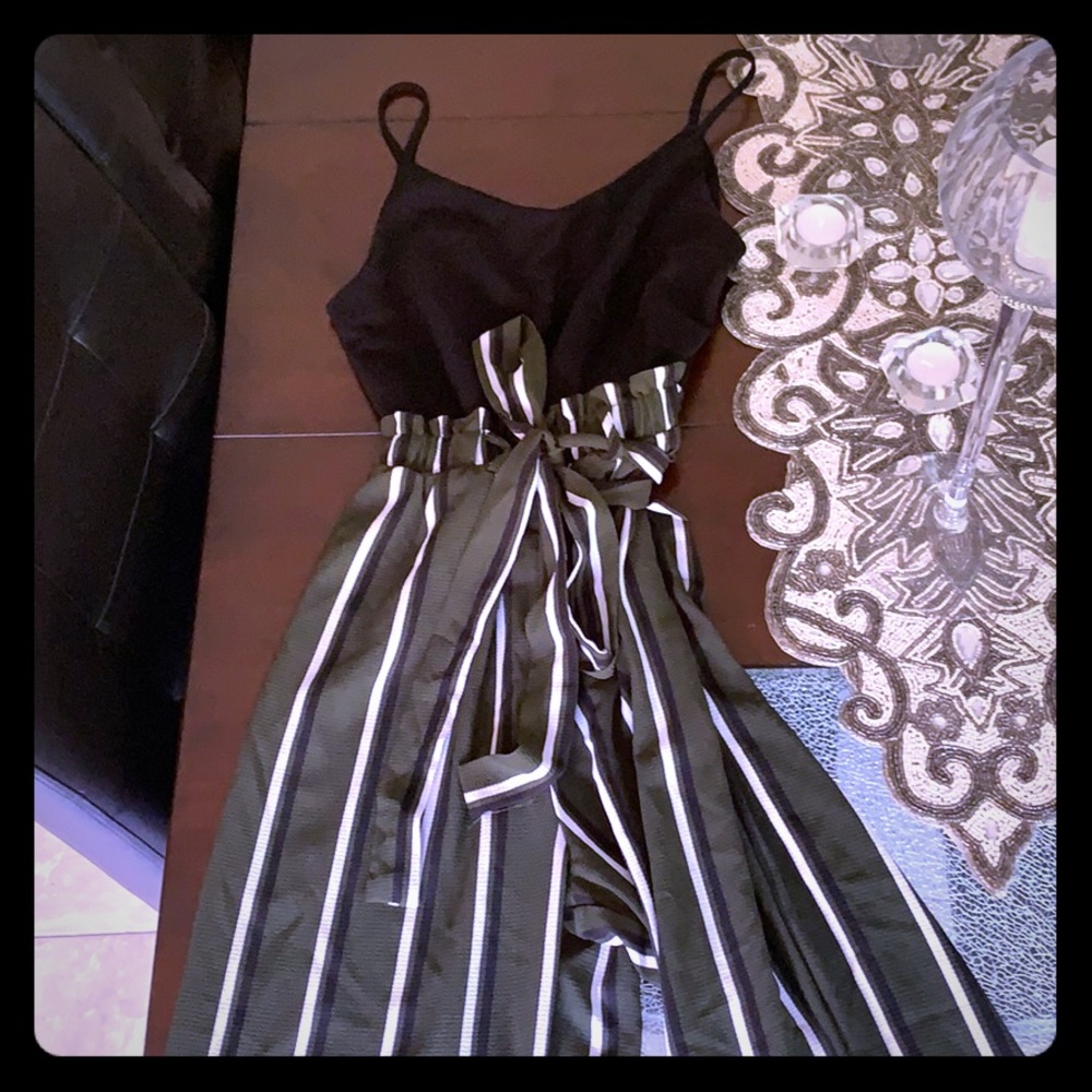 A black and green jumpsuit